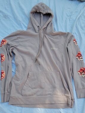 No Boundaries Moment Beige Hoodie with Floral Sleeve Prints Size Medium